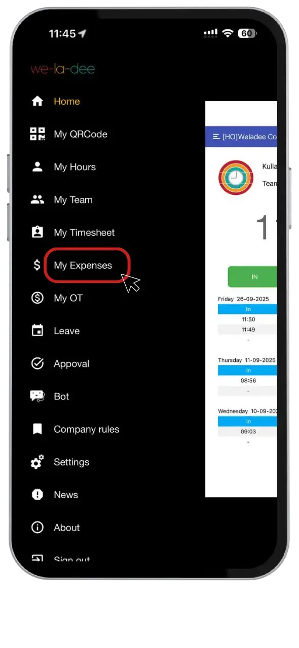 1. Select menu My Expenses